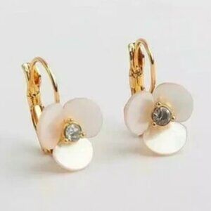 Kate Spade New York Disco Precious Pansy Flower Lever Back Earrings Gold Tone